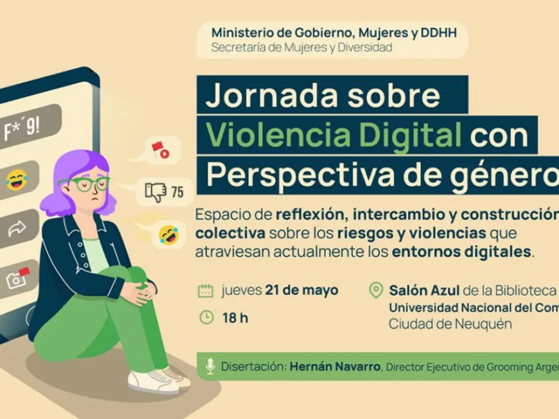 Neuquén invita a una jornada sobre violencia digital con perspectiva de género